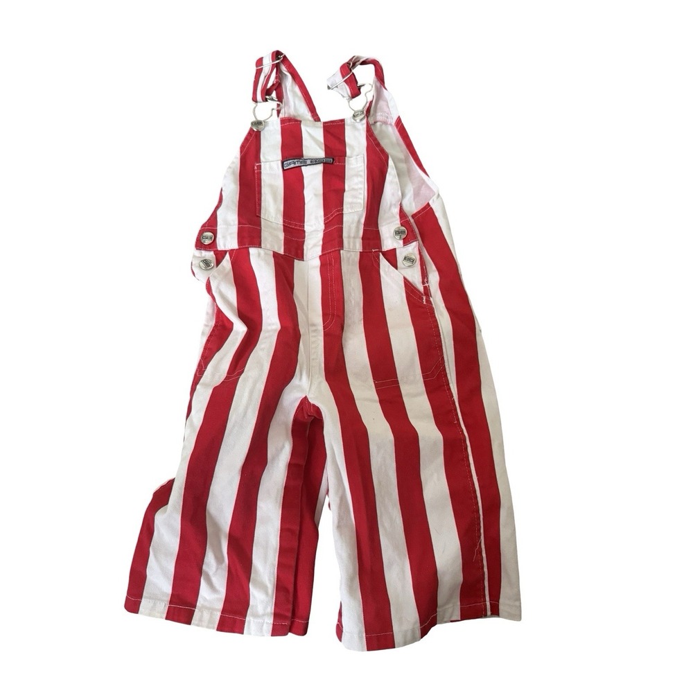 Game Bibs Overalls Infant Size 12 months Sports Fan Red/White Stripes